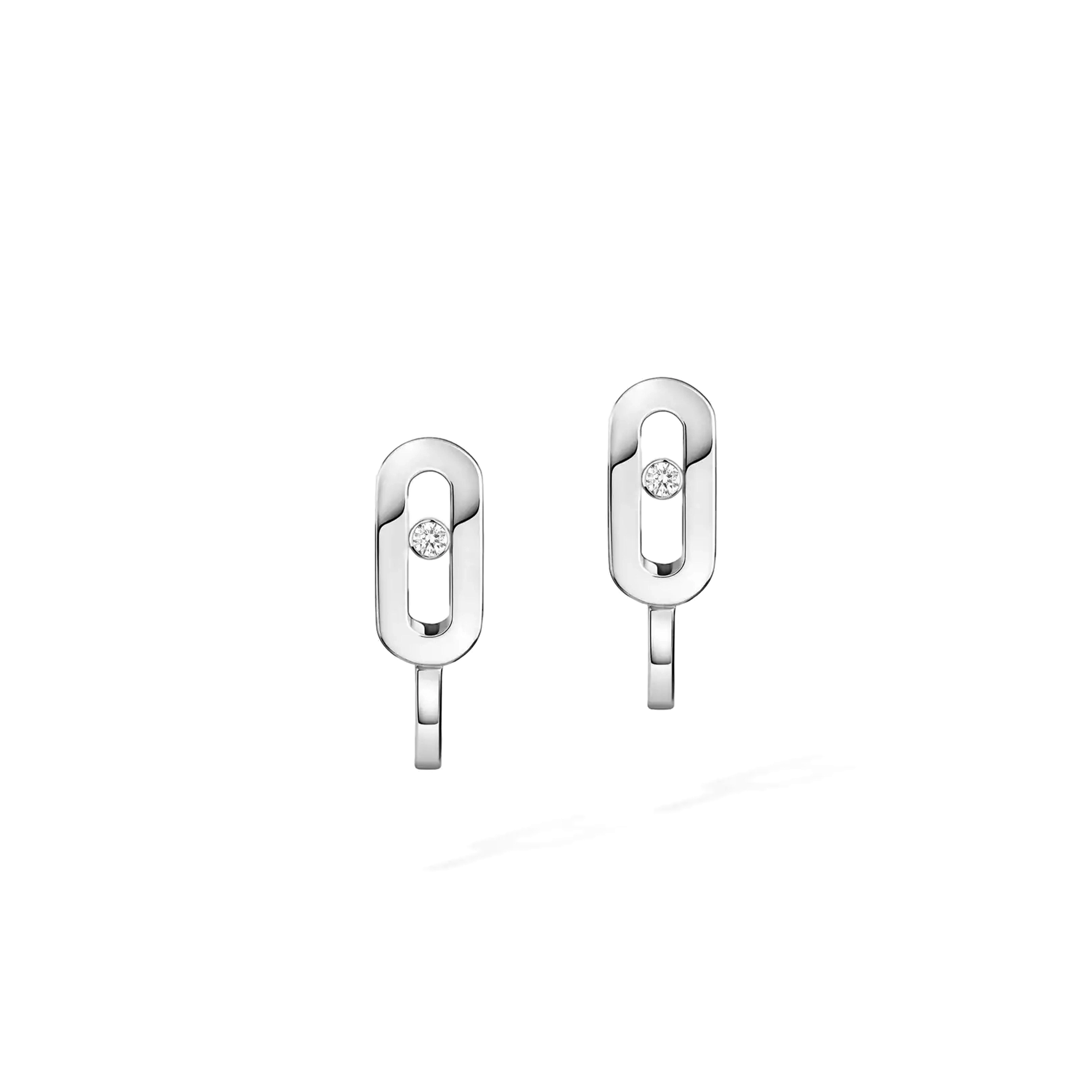 Mes1kaa move uno mini hoop earrings white gold d1am0nd earrings 10050-wg